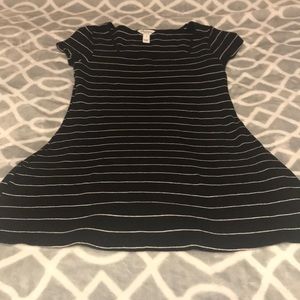 A black dress with white stripes.